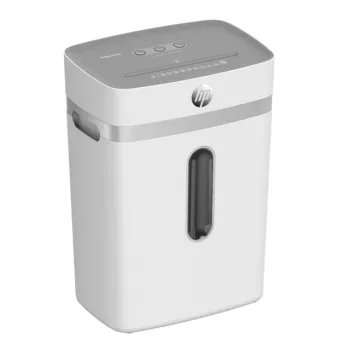 Destruidora de documentos HP OneShred 12CC corte em partículas P-4 capacidade 12 folhas largura 22 cm cesto 23 L 4×35 mm 65 dB branco