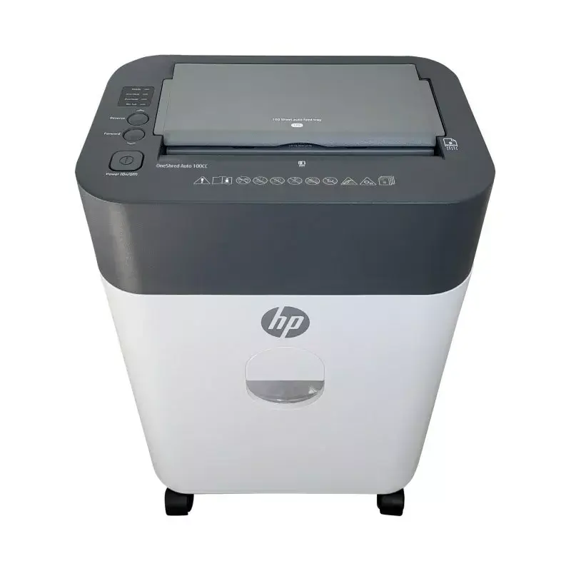 Destruidora de documentos HP OneShred Auto 100CC corte cruzado 68 dB 22 cm branco
