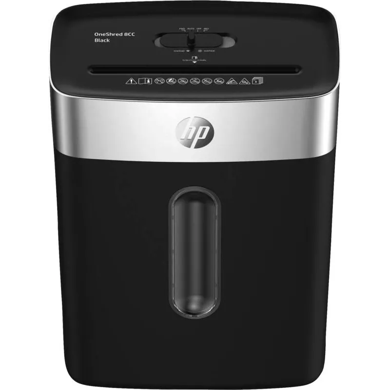 Destruidora de documentos HP OneShred 8CC corte em partículas 68 dB 22 cm preto