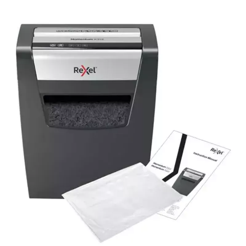 Destruidora de documentos REXEL Momentum X312 — corte em partículas P-3, capacidade 12 folhas, recipiente 23 l, 5 x 42 mm