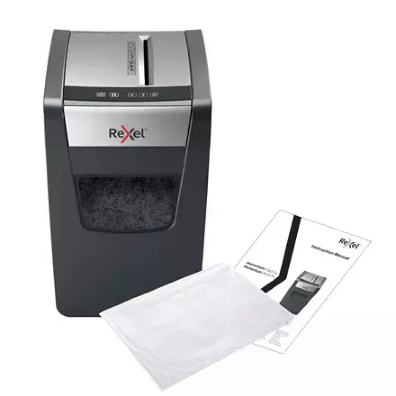 Destruidora de documentos REXEL Momentum X312-SL – corte em partículas 5 x 42 mm, capacidade 12 folhas, cesto 23 L, controlo por botões