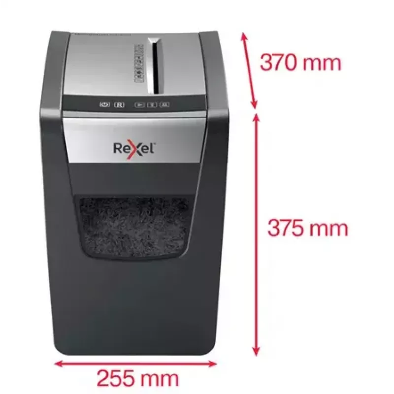 Destruidora de documentos REXEL Momentum X312-SL – corte em partículas 5 x 42 mm, capacidade 12 folhas, cesto 23 L, controlo por botões