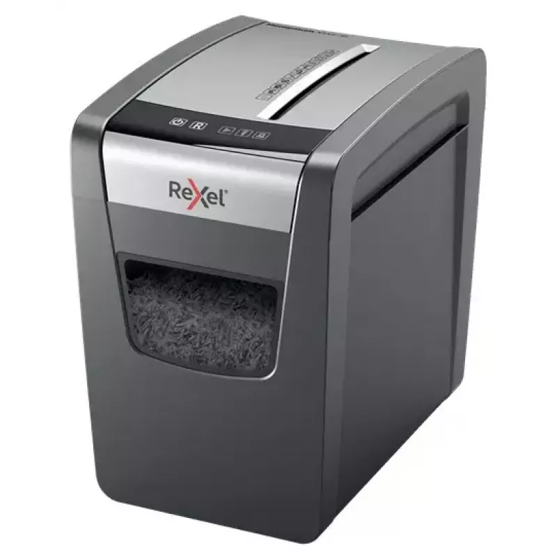 Destruidora de documentos REXEL Momentum X312-SL – corte em partículas 5 x 42 mm, capacidade 12 folhas, cesto 23 L, controlo por botões