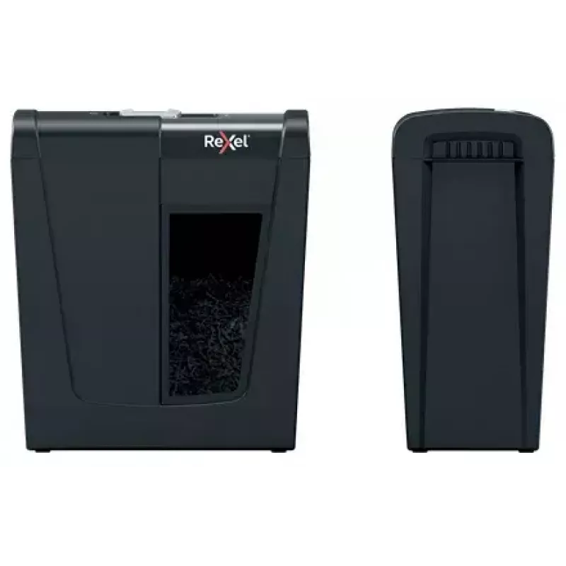 Destruidora de documentos REXEL Secure S5 — corte em tiras, capacidade 5 folhas, corte 6 mm, recipiente 10 L, segurança P-2, preto