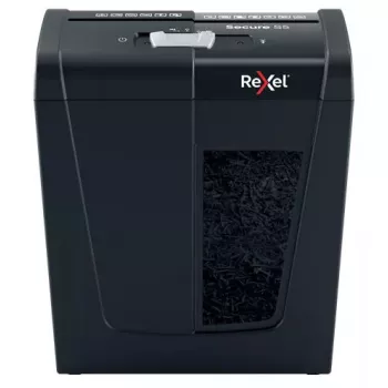 Destruidora de documentos REXEL Secure S5 — corte em tiras, capacidade 5 folhas, corte 6 mm, recipiente 10 L, segurança P-2, preto