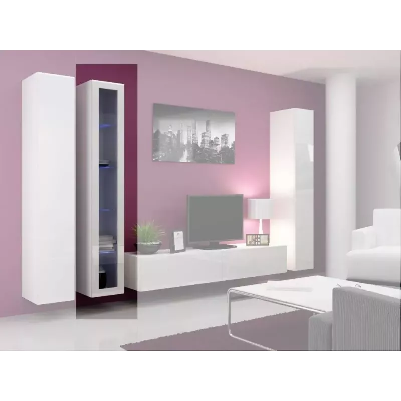 Vitrina Cama Meble VIGO 180 montagem na parede caixa de vidro 1800×400×300 mm branco/branco brilhante