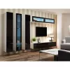 Vitrina Cama Meble VIGO 180 montagem na parede vitrina de vidro 1800×400×300 mm branco/preto brilhante