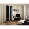 Vitrina Cama Meble VIGO 180 montagem na parede vitrina de vidro 1800×400×300 mm branco/preto brilhante