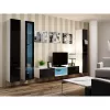 Vitrina Cama Meble VIGO 180 montagem na parede vitrina de vidro 1800×400×300 mm branco/preto brilhante
