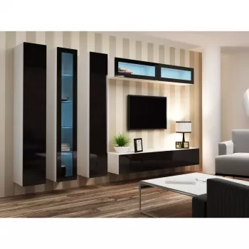 Vitrina Cama Meble VIGO 90 — vitrina de vidro para montagem na parede 90×350×320 mm branco/preto brilhante