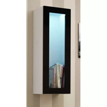 Vitrina Cama Meble VIGO 90 — vitrina de vidro para montagem na parede 90×350×320 mm branco/preto brilhante