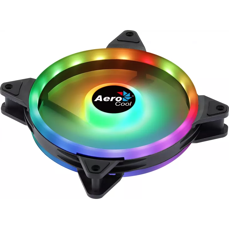 Ventoinha para PC Aerocool DUO14 14 cm ARGB LED anel duplo antivibração 6 pinos preto