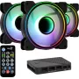 Kit Aerocool MIRAGE12PRO 3 ventoinhas para PC 12 cm ARGB 6 pinos hub silencioso preto