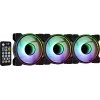 Kit Aerocool MIRAGE12PRO 3 ventoinhas para PC 12 cm ARGB 6 pinos hub silencioso preto