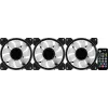 Kit Aerocool MIRAGE12PRO 3 ventoinhas para PC 12 cm ARGB 6 pinos hub silencioso preto