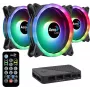Kit Aerocool DUO12PRO 3 ventoinhas 12 cm ARGB LED anel duplo antivibração 6 pinos, preto
