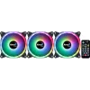Kit Aerocool DUO12PRO 3 ventoinhas 12 cm ARGB LED anel duplo antivibração 6 pinos, preto