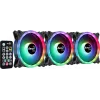 Kit Aerocool DUO12PRO 3 ventoinhas 12 cm ARGB LED anel duplo antivibração 6 pinos, preto