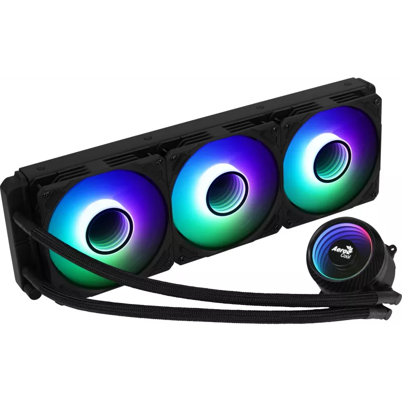 Arrefecimento líquido para CPU Aerocool MIRAGEL360 3 ventoinhas ARGB de 12 cm TDP 550W preto