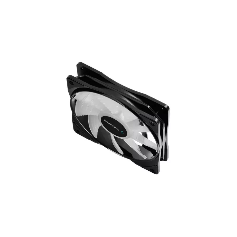 Ventoinha para caixa de 120 mm DeepCool RF120 — branco/preto, 120×25 mm, PWM de 4 pinos, LED RGB, rolamento hidráulico