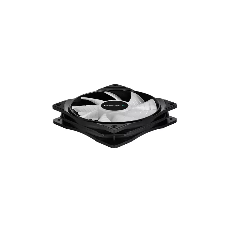 Ventoinha para caixa de 120 mm DeepCool RF120 — branco/preto, 120×25 mm, PWM de 4 pinos, LED RGB, rolamento hidráulico