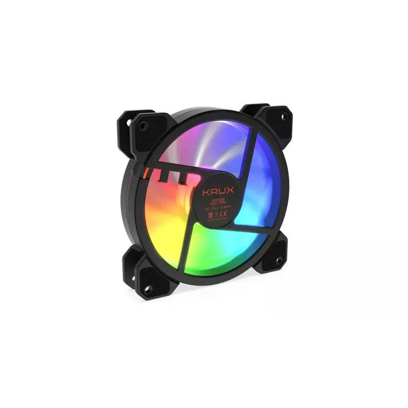 Ventoinha para caixa KRUX KRX0067 120mm ARGB LUNAR 120, 1200 rpm, rolamento hidráulico, 12 V, LED 5 V, conector de 3 pinos, antivibração