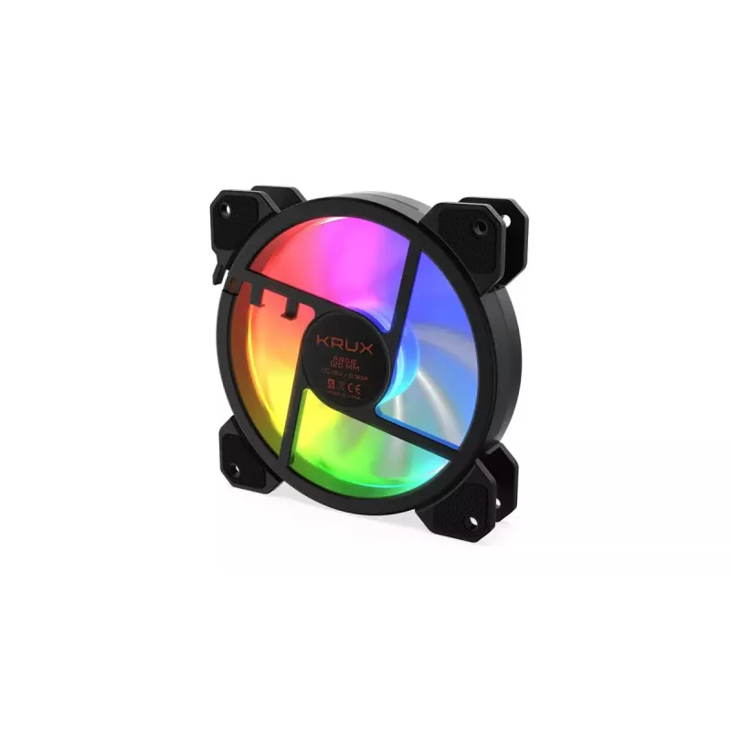 Ventoinha para caixa KRUX KRX0067 120mm ARGB LUNAR 120, 1200 rpm, rolamento hidráulico, 12 V, LED 5 V, conector de 3 pinos, antivibração