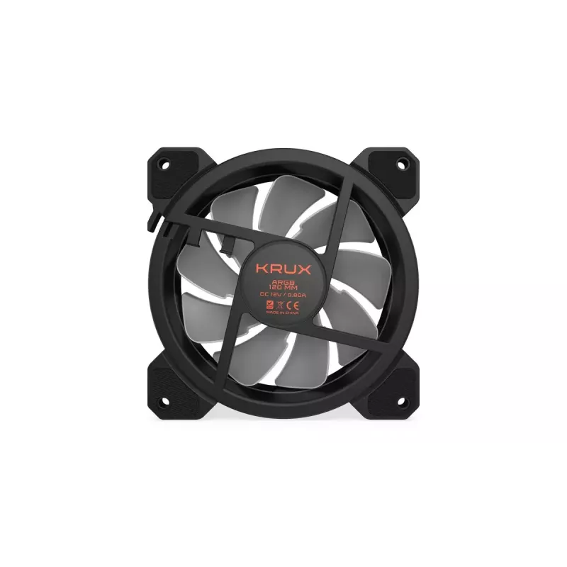 Ventoinha para caixa KRUX KRX0067 120mm ARGB LUNAR 120, 1200 rpm, rolamento hidráulico, 12 V, LED 5 V, conector de 3 pinos, antivibração
