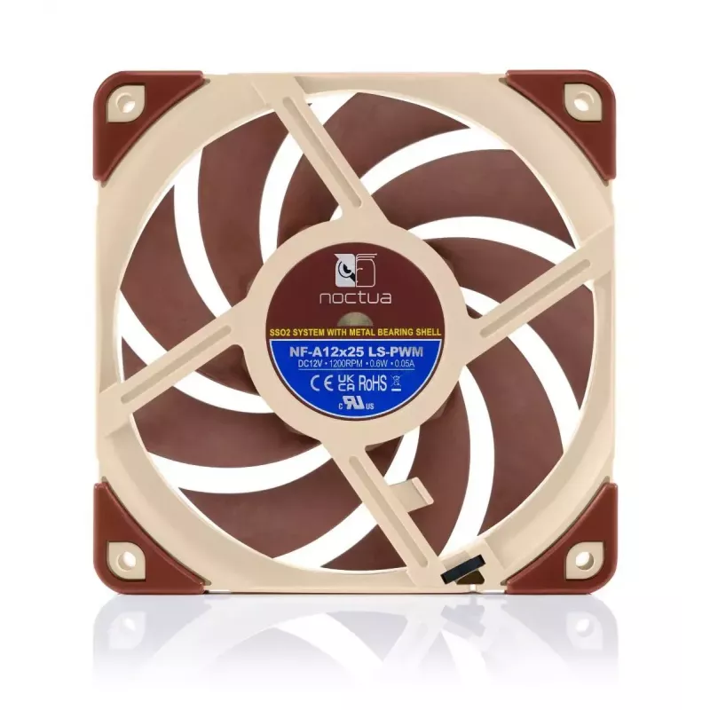 Noctua NF-A12x25 LS-PWM Sterrox ventoinha para caixa de 120 mm, 120x120x25 mm, 12 V, PWM, 900–1200 RPM, 7,6–12,1 dB, bege/castanho