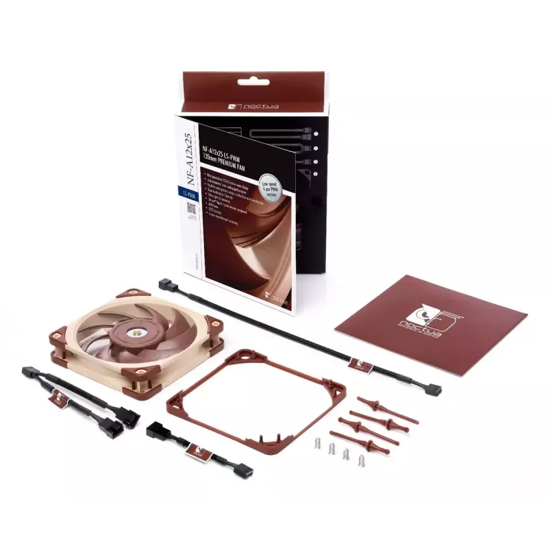 Noctua NF-A12x25 LS-PWM Sterrox ventoinha para caixa de 120 mm, 120x120x25 mm, 12 V, PWM, 900–1200 RPM, 7,6–12,1 dB, bege/castanho