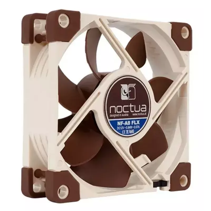 Noctua NF-A8 FLX ventoinha para caixa de 80 mm, 3 pinos, 12 V, 2000/1650/1200 RPM, SSO2, bege/castanho