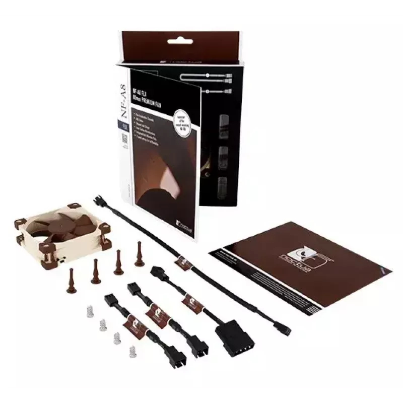 Noctua NF-A8 FLX ventoinha para caixa de 80 mm, 3 pinos, 12 V, 2000/1650/1200 RPM, SSO2, bege/castanho