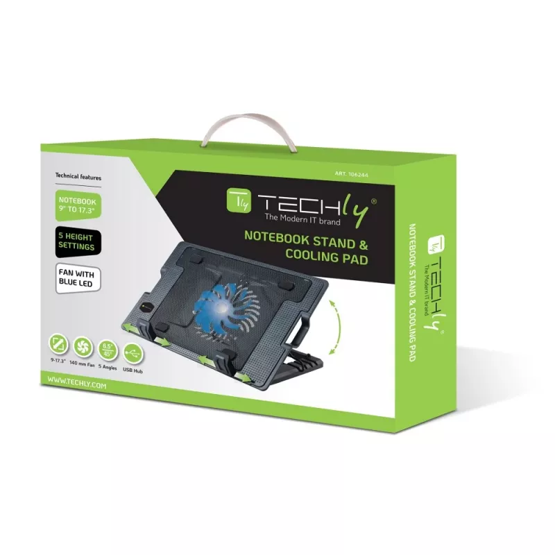 Suporte e base de refrigeração Techly para portáteis até 17,3 polegadas