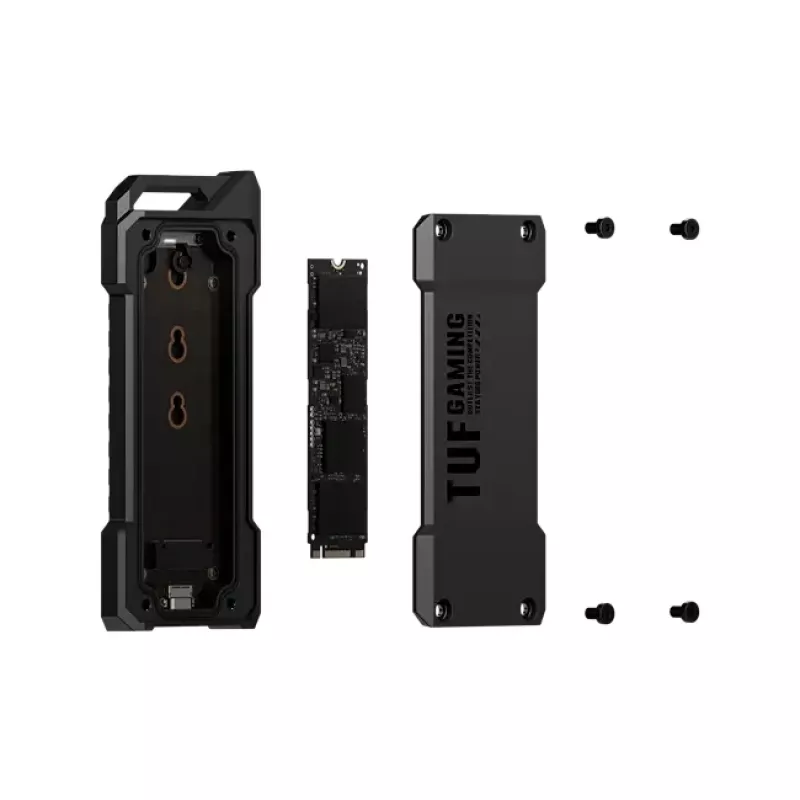 Caixa para SSD ASUS ESD-T1A/BLK/G/AS — M.2 (SATA/PCIe) de uma baía, USB-C 3.2 Gen2, 10 Gbit/s, preto, fecho de segurança