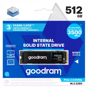 Disco sólido interno Goodram PX500 GEN.3 SSDPR-PX500-512-80-G3 512 GB M.2 PCI Express 3.0 NVMe 3D NAND