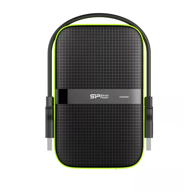 Disco externo Silicon Power Armor A60 1 TB 2,5 polegadas USB 3.2 Gen 1, resistente a choques, AES-256, preto