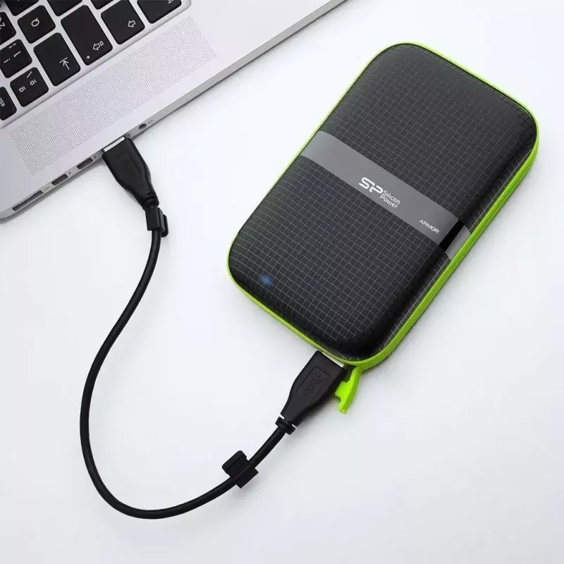Disco externo Silicon Power Armor A60 1 TB 2,5 polegadas USB 3.2 Gen 1, resistente a choques, AES-256, preto