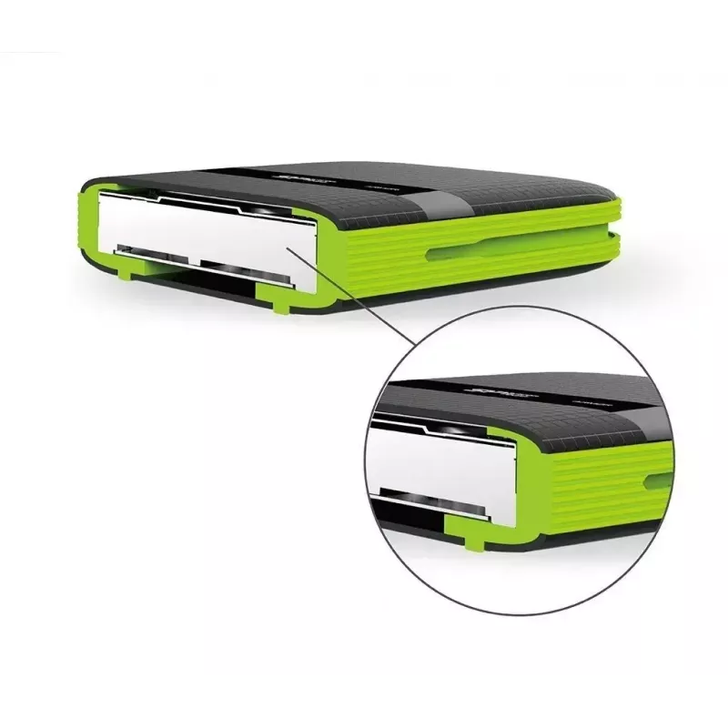 Disco externo Silicon Power Armor A60 1 TB 2,5 polegadas USB 3.2 Gen 1, resistente a choques, AES-256, preto
