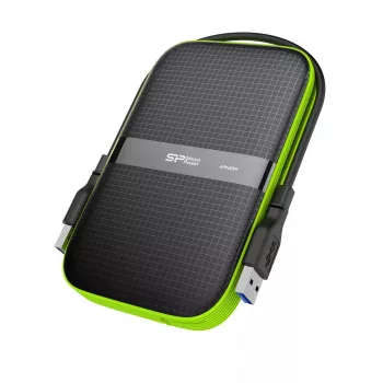 Disco externo Silicon Power Armor A60 1 TB 2,5 polegadas USB 3.2 Gen 1, resistente a choques, AES-256, preto