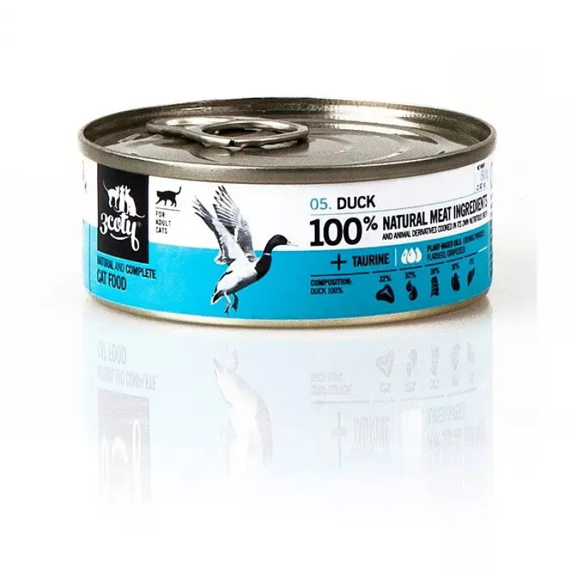 3Coty comida húmida com pato para gatos adultos, 80 g
