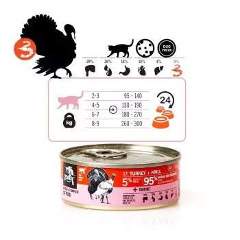 Alimento húmido para gatos 3coty Peru com krill 80 g — alimento completo para gatos adultos, lata de 80 g, proteína 19%, gordura 7%