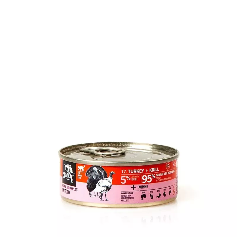 3Coty comida húmida para gatos adultos com peru e krill, 80 g
