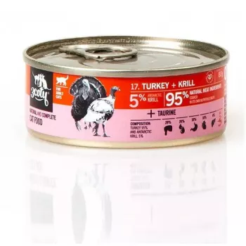 Alimento húmido para gatos 3coty Peru com krill 80 g — alimento completo para gatos adultos, lata de 80 g, proteína 19%, gordura 7%