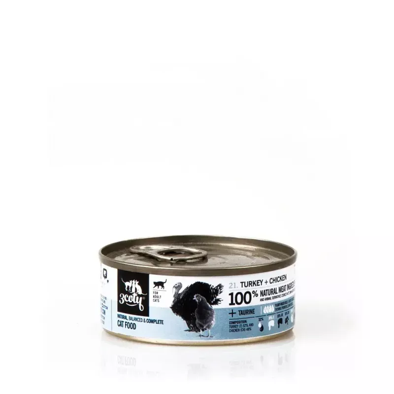 3Coty comida húmida para gatos adultos com peru e frango, 80 g