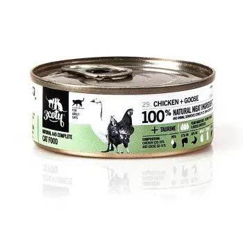 Alimento húmido para gatos 3coty Frango com ganso 80 g lata — alimento completo para gatos adultos, 19% proteína, 12% gordura