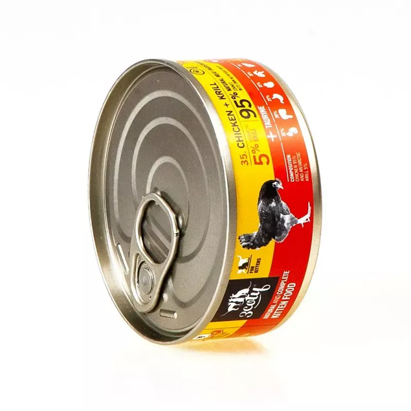 Alimento húmido para gatos 3coty Frango com krill para gatinhos, 80 g, alimento completo, sem açúcar, sem glúten e sem soja
