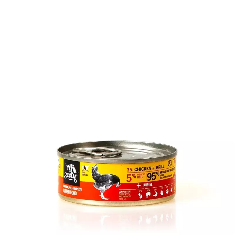 Alimento húmido para gatos 3coty Frango com krill para gatinhos, 80 g, alimento completo, sem açúcar, sem glúten e sem soja