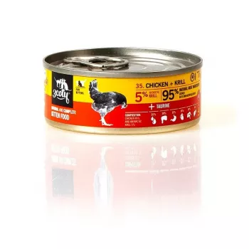 Alimento húmido para gatos 3coty Frango com krill para gatinhos, 80 g, alimento completo, sem açúcar, sem glúten e sem soja
