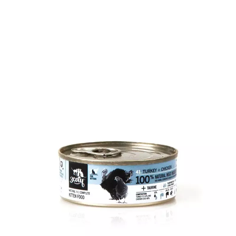 3Coty comida húmida para gatinhos com peru e frango, 80 g