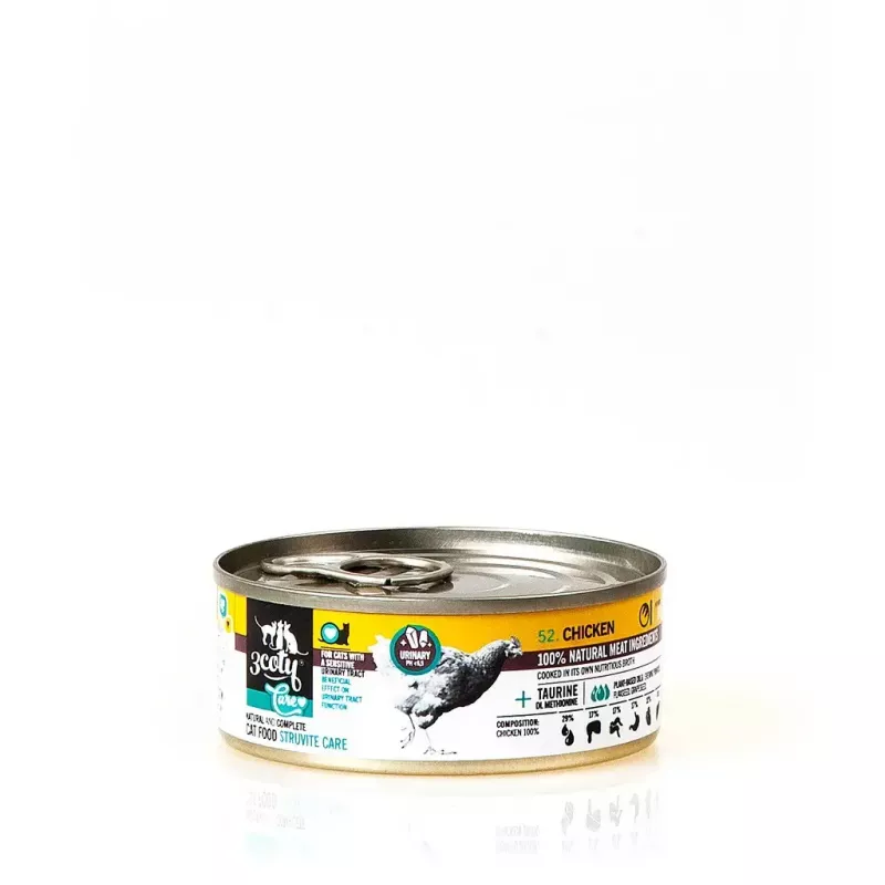 Alimento húmido para gatos 3coty Chicken Struvite care 80 g — saco de alimento húmido, gatos adultos, frango, alimento completo